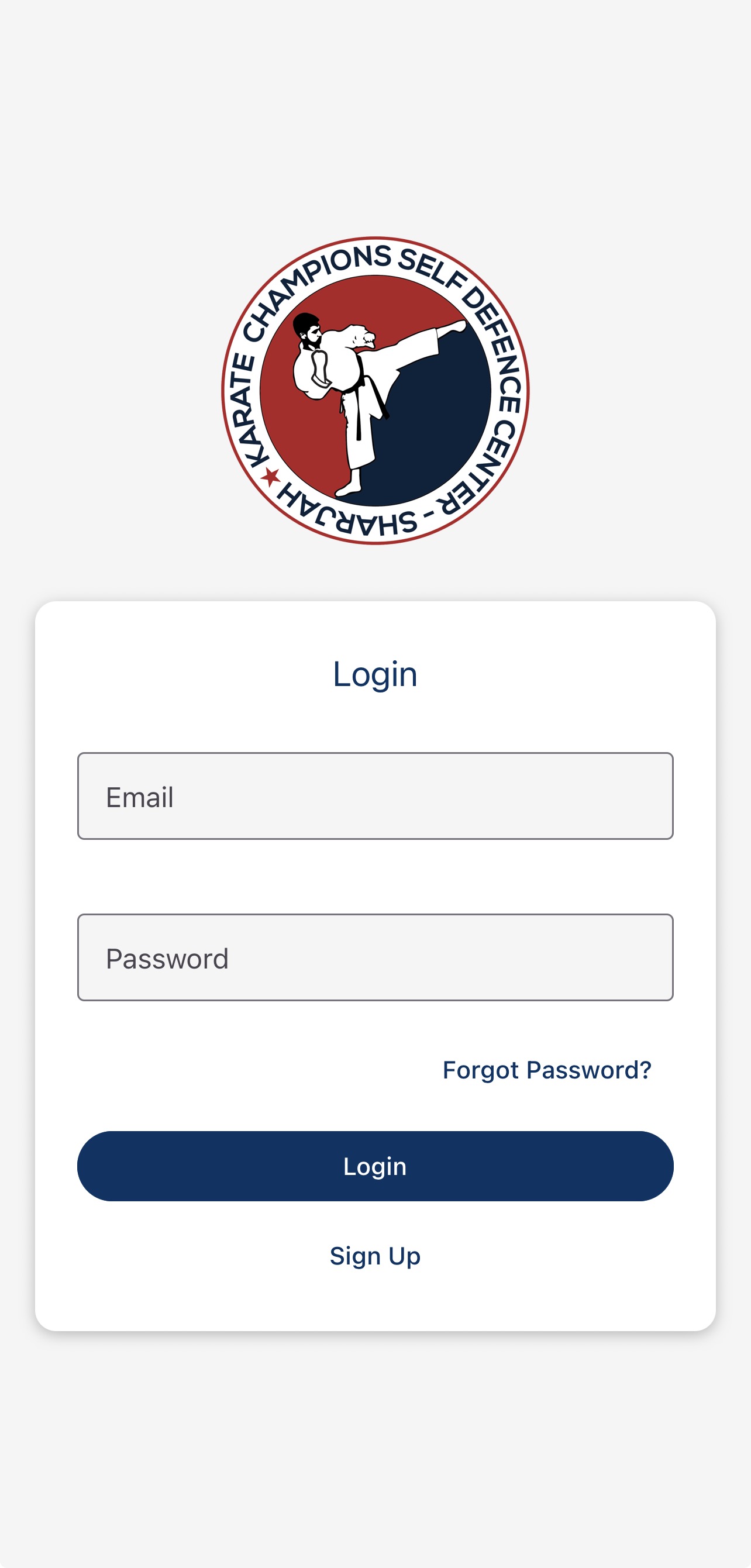Login page screen