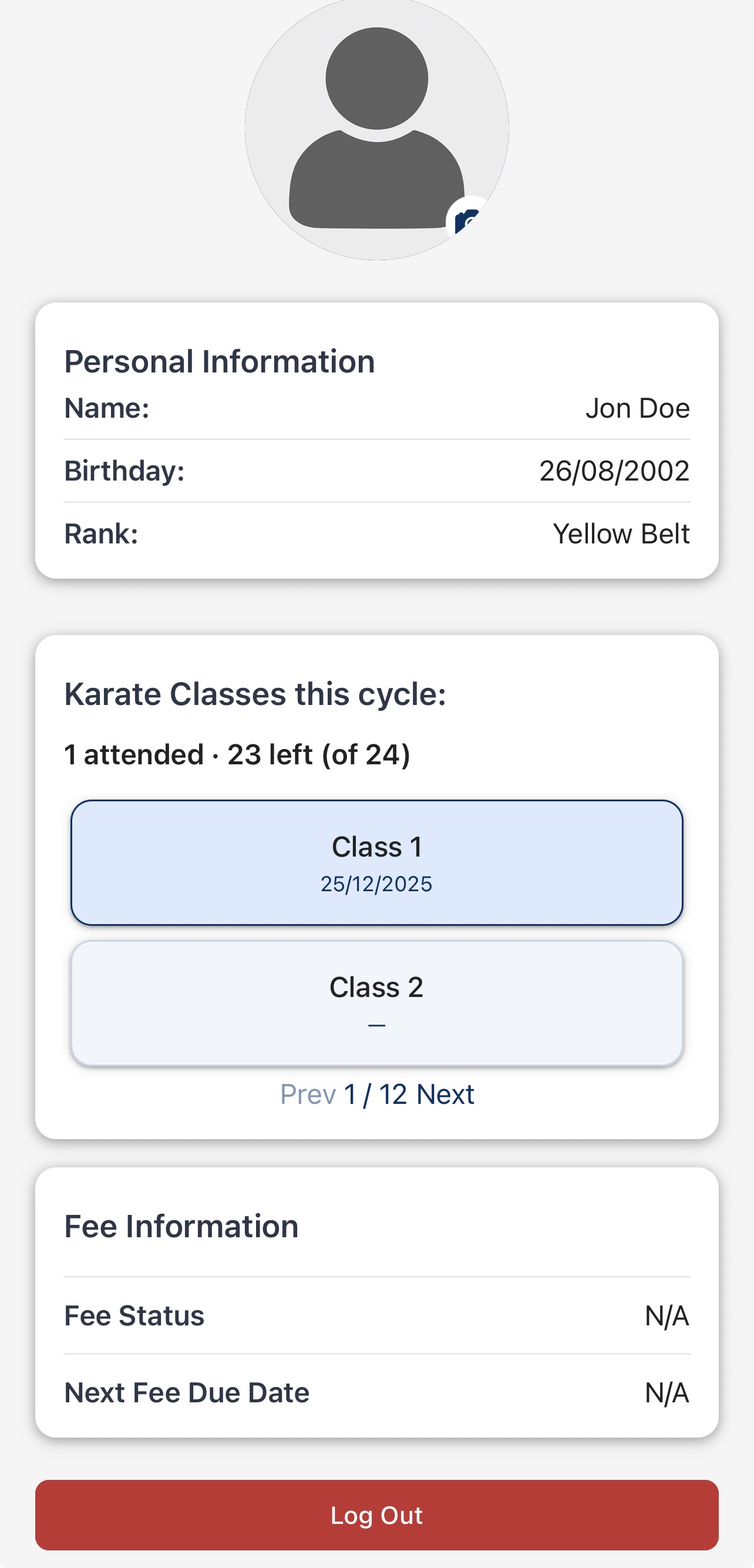 Student panel screen